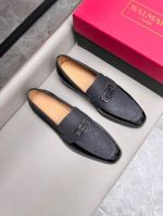BALMAIN Grey calfskin Leather Shoes-BALMAIN Man Business Leather Shoes